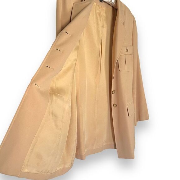 Vintage Kasper&Co. ASL Camel Single Breasted Flap Pocket Lined Wool Blazer - Picture 7 of 16